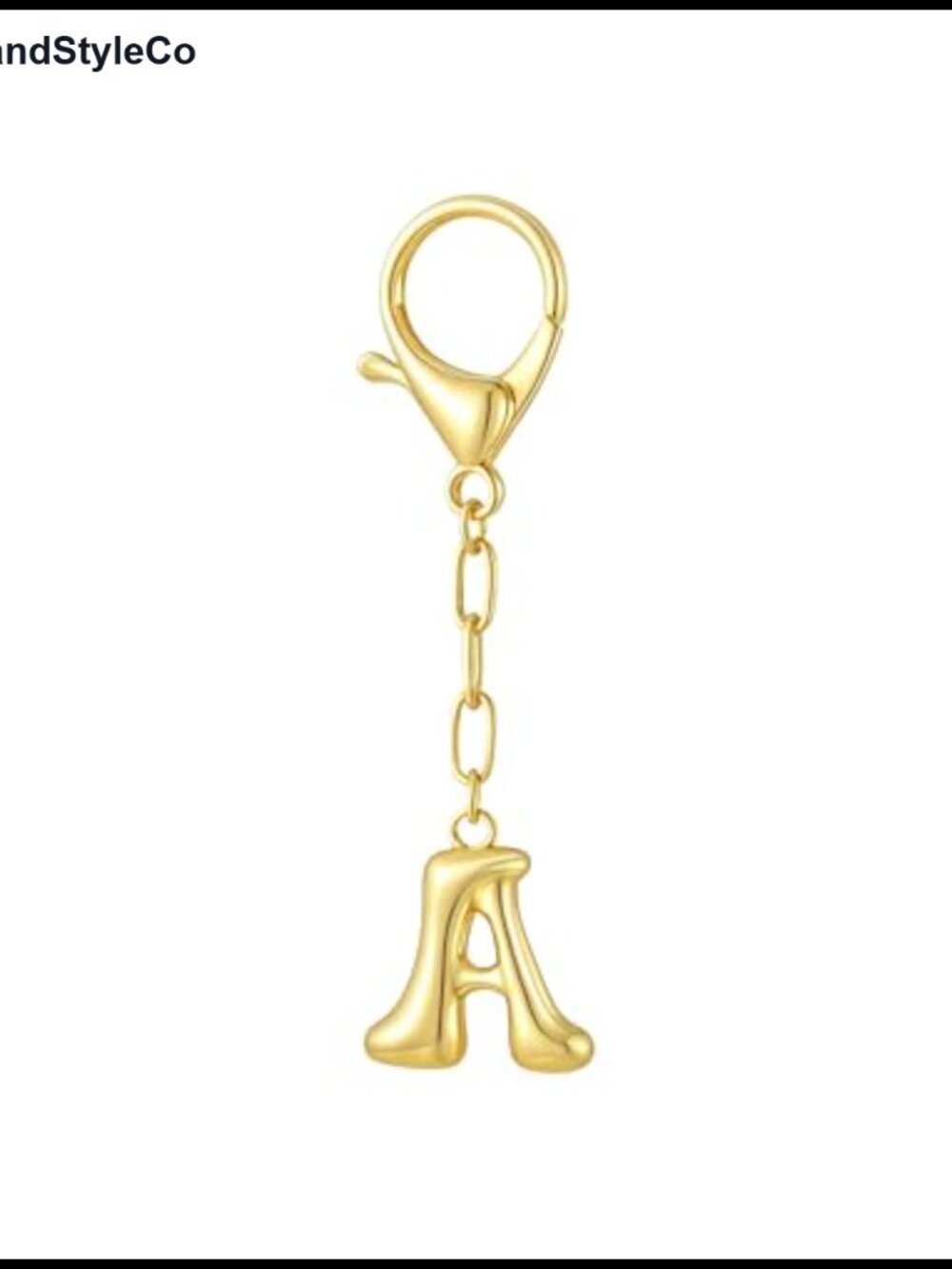 Gold bubble initial keychain charm chunky bag purse charm